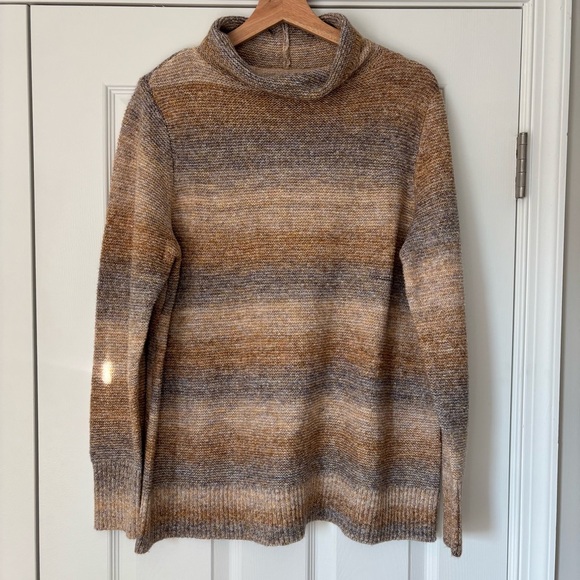 J. Jill Wearever Collection Funnel-neck Sweater Soft Toffee Multi Brown Tan L - Picture 3 of 8
